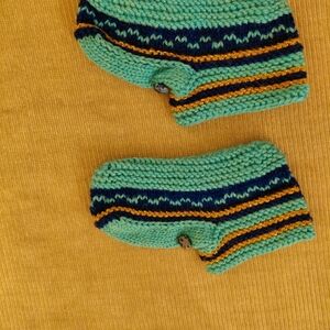 Striped Green and Blue Knit Socks